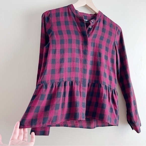 Madewell Lakeside Peplum Shirt in Buffalo Check Red Black, Size XS - Picture 10 of 13